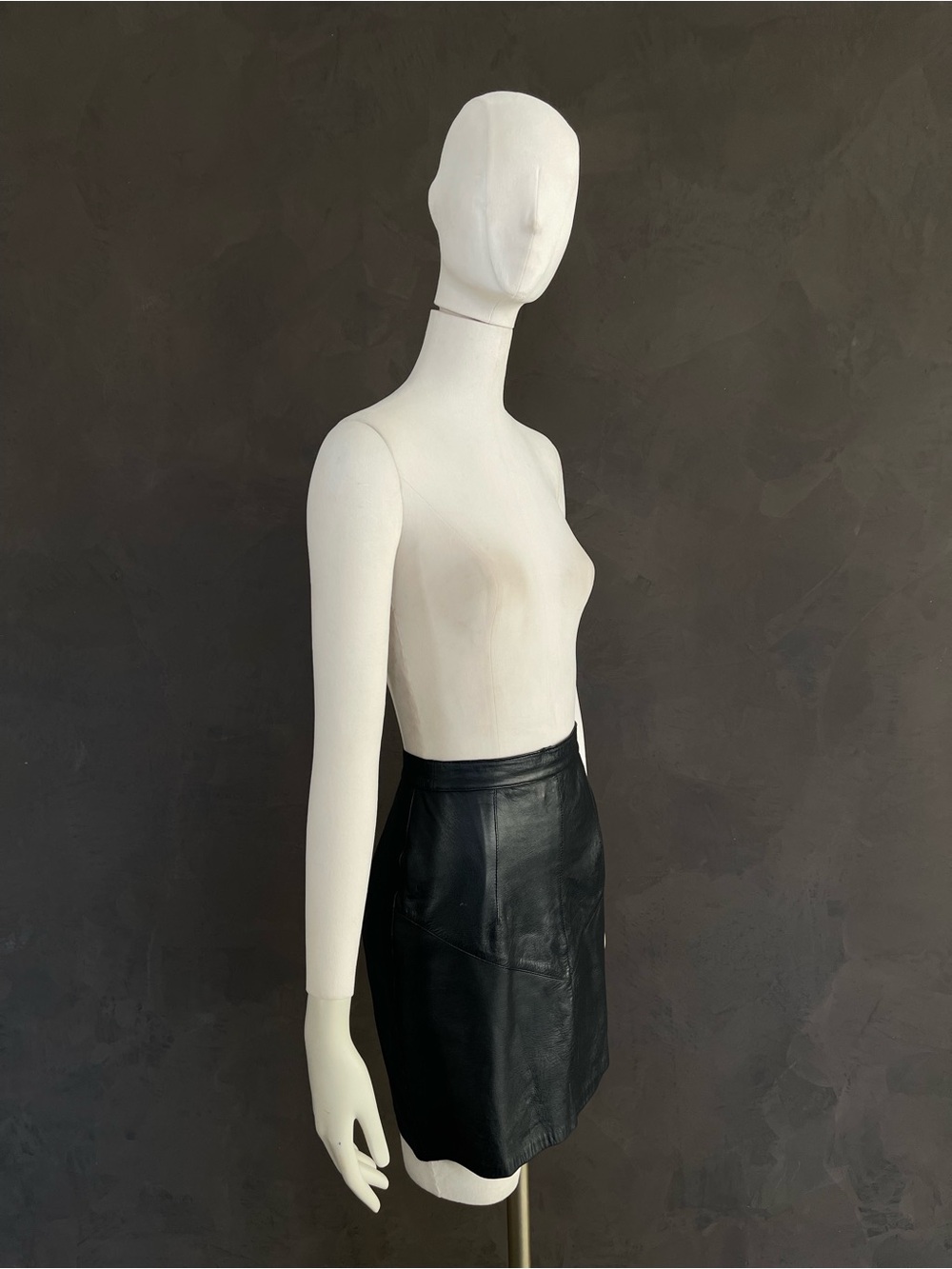 Vintage Black Leather High Waist Pencil Skirt Size 6
